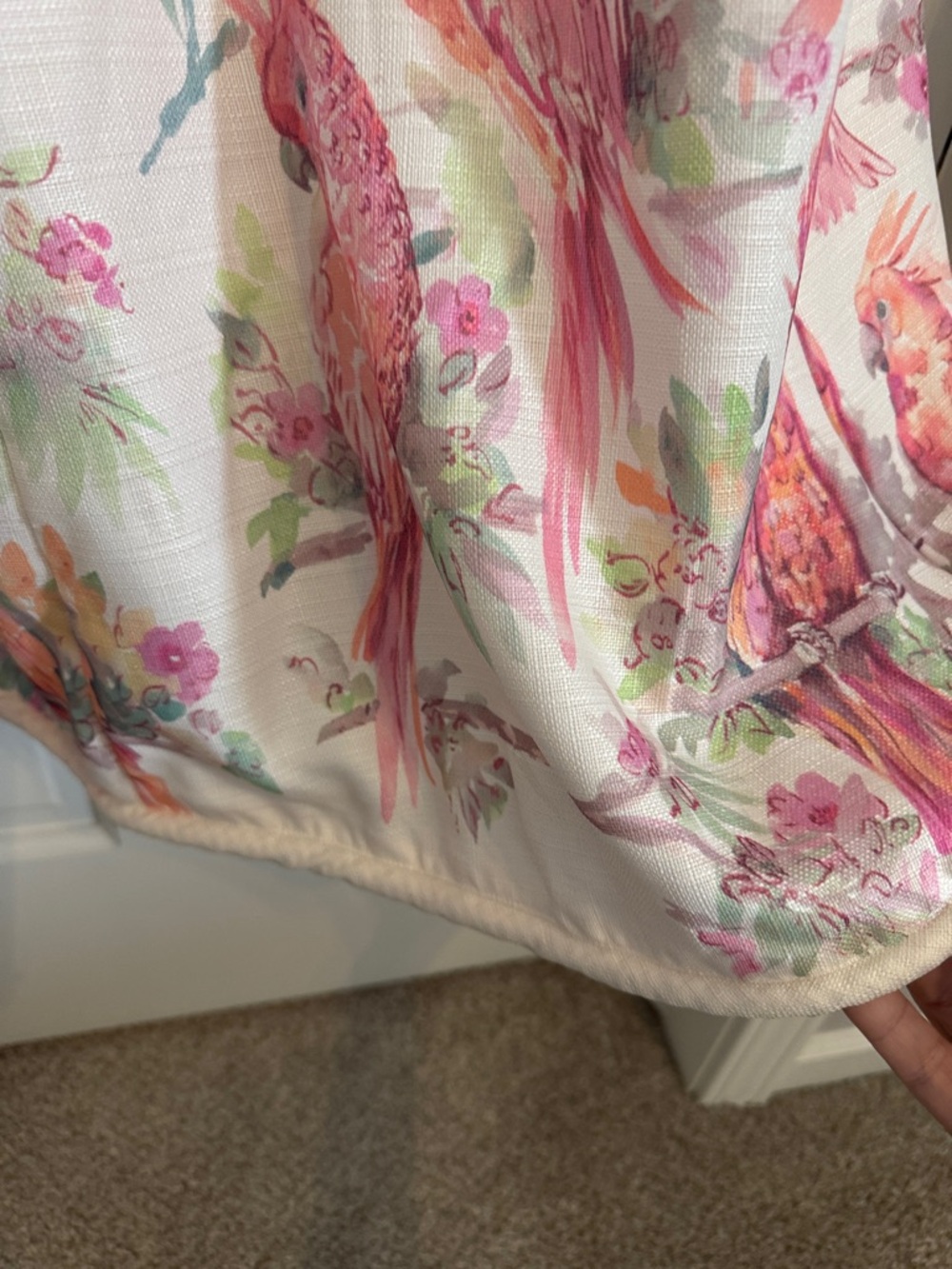 Cream Maxi Skirt with Pink Parrot Border - Picture 4 of 9
